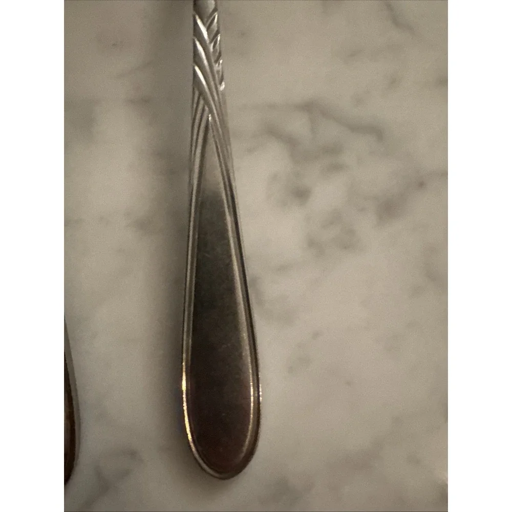 Rogers Stainless Korea Soup Spoons Braided Wheat Pattern Vintage (5)